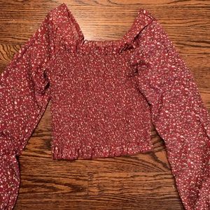 Women’s floral smocked long sleeve shirt